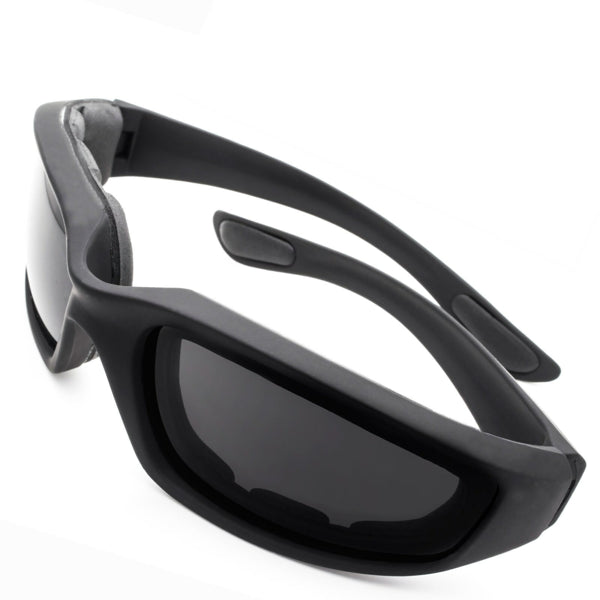 Motorcycle riding glasses wind resistant featuring black design for optimal eye protection during sports and cycling.