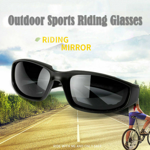 Motorcycle riding glasses wind resistant for outdoor sports, featuring a sleek black design and comfortable fit.