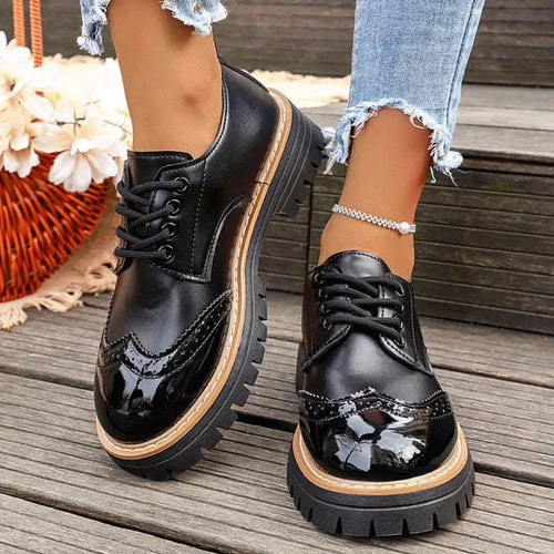 Round Toe Flatheeled Laceup Pumps For Women by ACTIVE WEAR