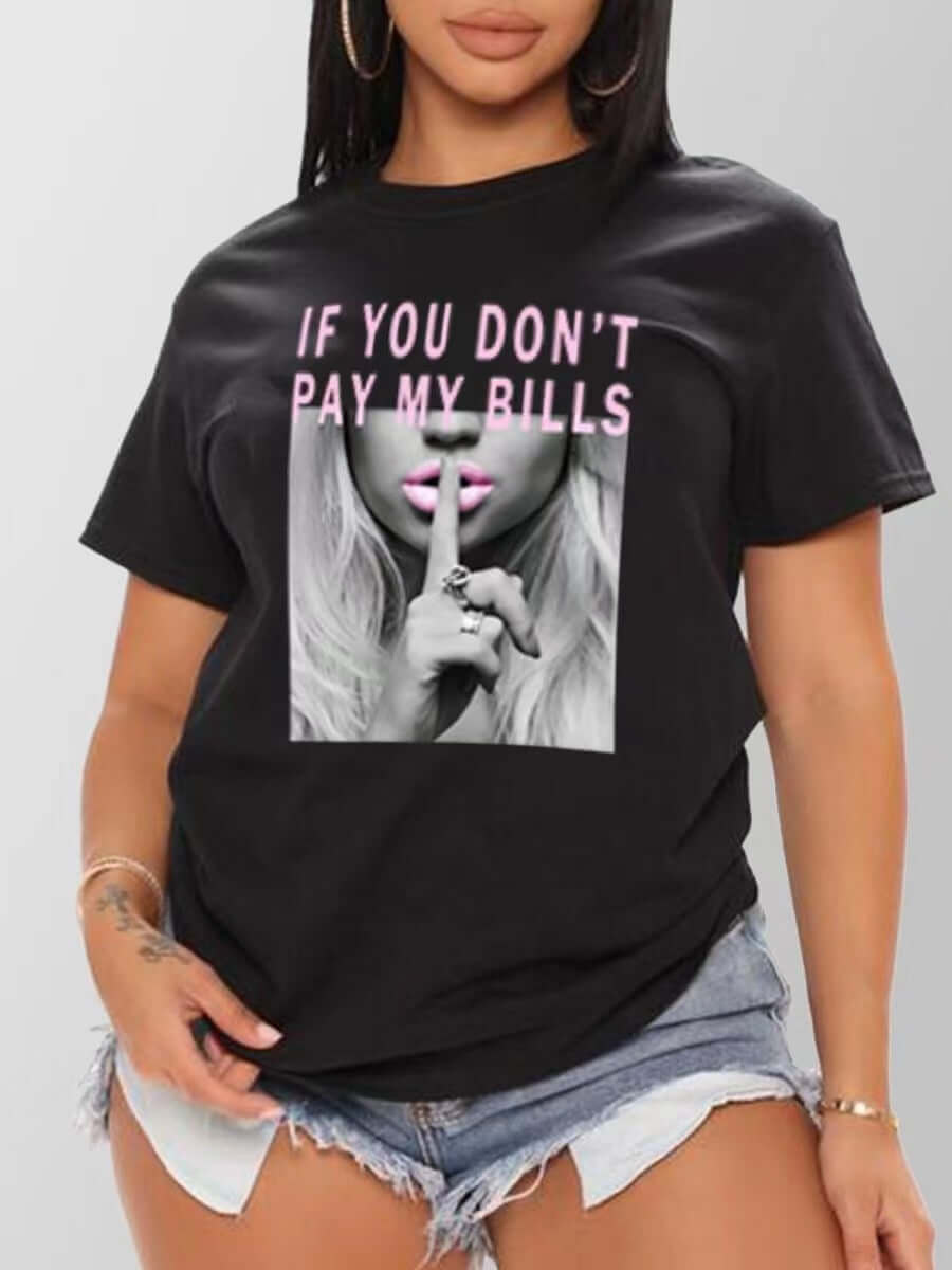 Letter print summer t-shirt featuring a bold graphic and text, perfect for casual summer outings.