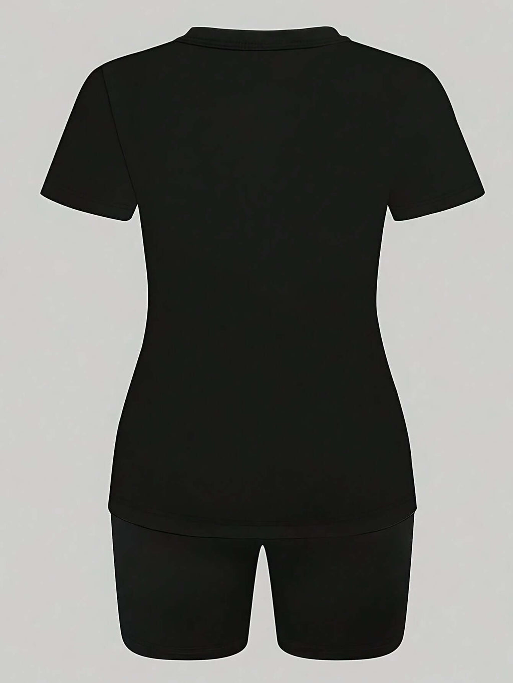 Back view of a black printed drop shoulder t-shirt, part of women's graphic tees collection.